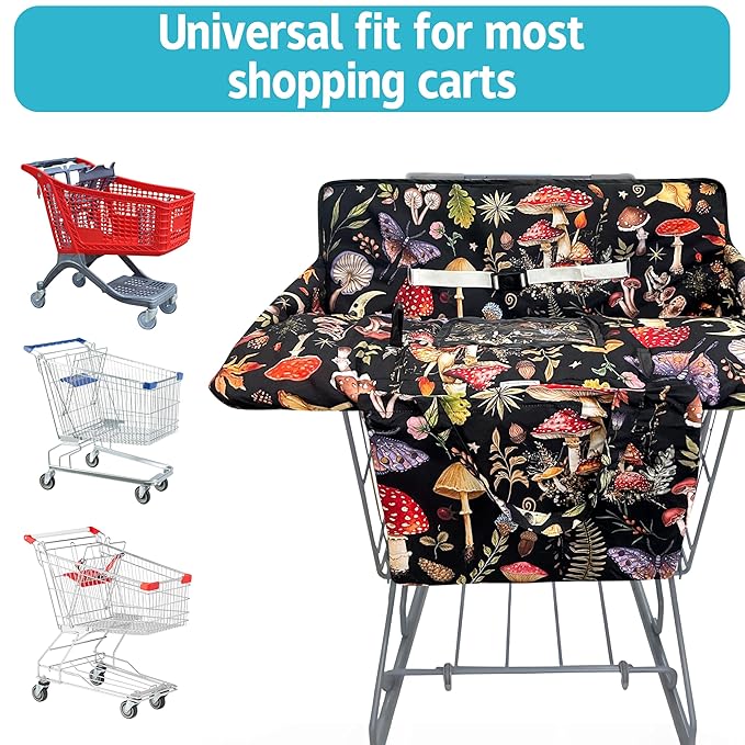 Shopping Cart Cover for Baby,2-in-1 Baby Cart Covers with Portable Cloth Bag Cart Seat Pad for Babies Grocery Cushion Cover Restaurant,Suitable for All Supermarkets and Restaurants