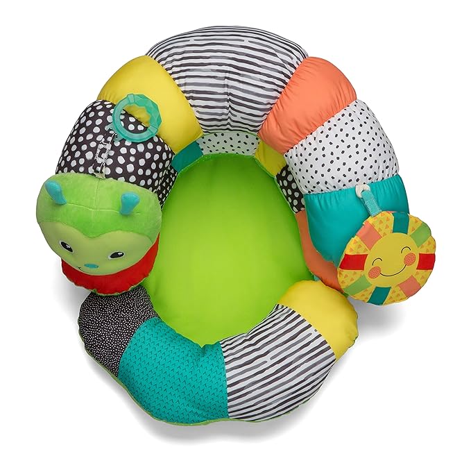 Infantino Prop-A-Pillar Tummy Time & Seated Support, Baby Floor Seat for Tummy Time & Early Sitting, Soft, Supportive, Engaging Toys, Caterpillar