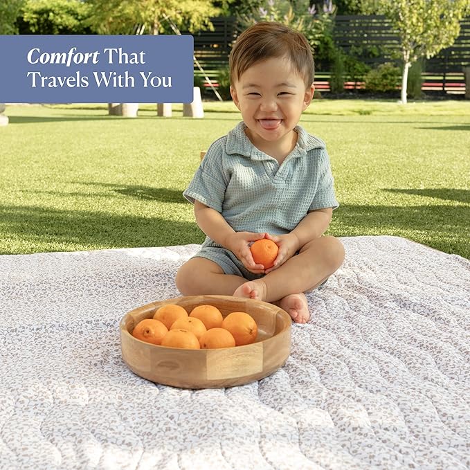 Toddlekind Portable Baby Mat, Organic Cotton 47" x 47, Portable, playpen mat, Travel, Indoor/Outdoor mat, for Babies/Toddlers, 0m+ (Earthen)