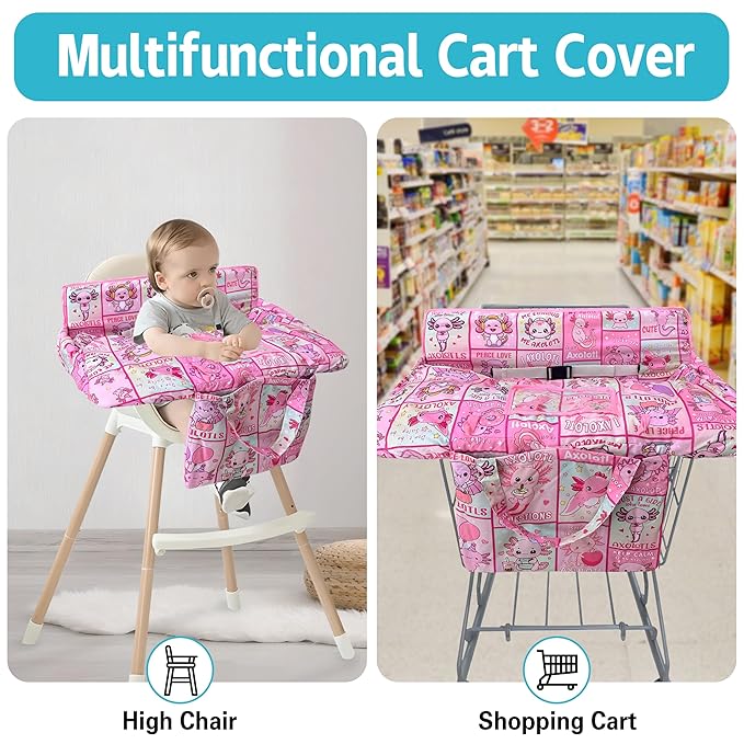 Shopping Cart Cover for Baby,2-in-1 Baby Cart Covers with Portable Cloth Bag Cart Seat Pad for Babies Grocery Cushion Cover Restaurant,Suitable for All Supermarkets and Restaurants