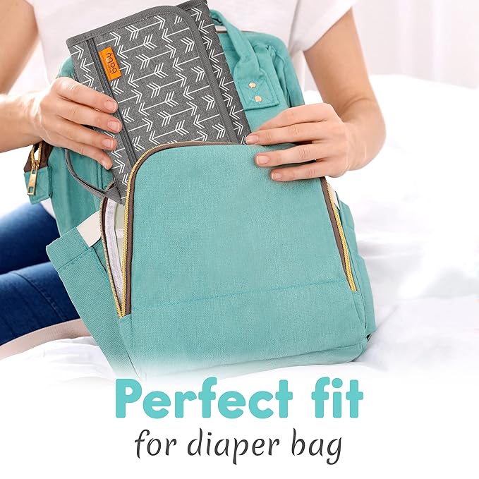 Kopi Baby Portable Diaper Changing Pad - Baby Diaper Changer Travel Bag with Wipes Pocket, Smart Design Portable Changing Mat, Infant Travel Station Kit, Gift for Newborn Girl & Boy - Modern