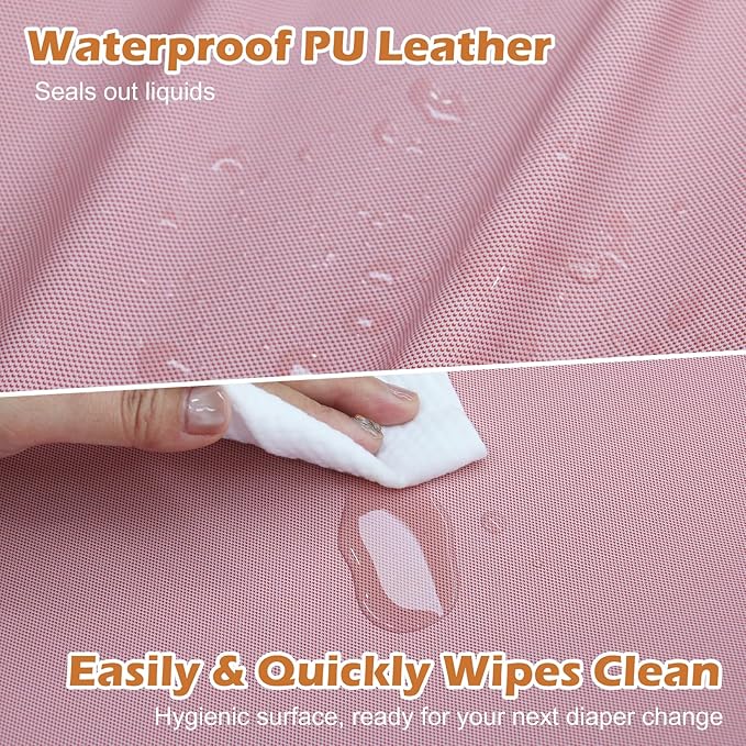 Vegan Leather Baby Changing Pad, Waterproof & Wipeable Soft Diaper Changing Mat 32“ x 16.6" Comfortable Infant Changing Station for Dresser & Table