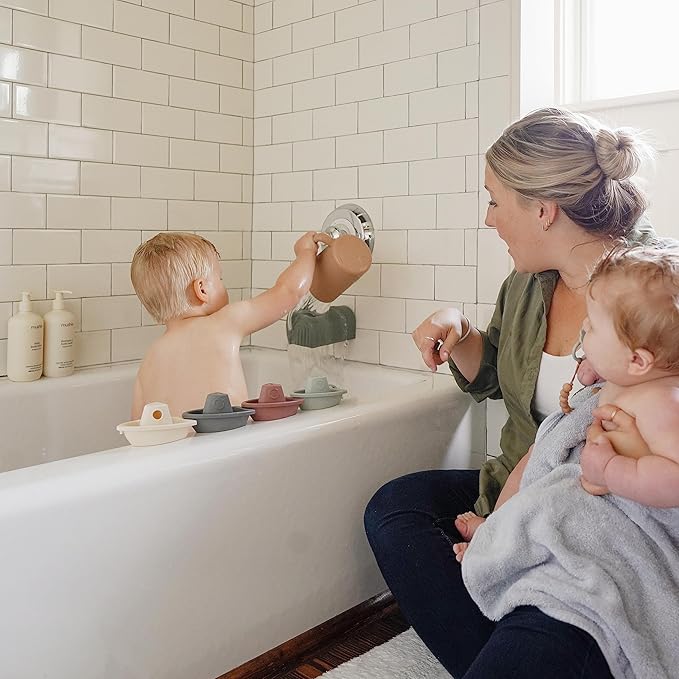 mushie Baby Bath Rinse Cup | 100% Food Grade Silicone | Shampoo & Body Washing Rinser Cup For Kids (Natural)