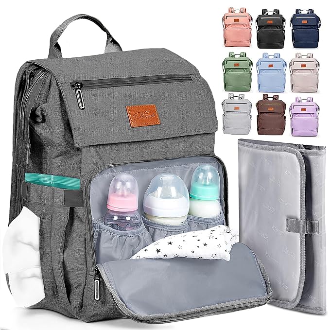 PILLANI Baby Diaper Bag Backpack - Large Bag for Boys & Girls, Waterproof Diaper Backpack - Travel Diaper Bags w/Changing Pad, Baby Registry Search & Shower Gifts - Essentials Must Haves Newborn Stuff