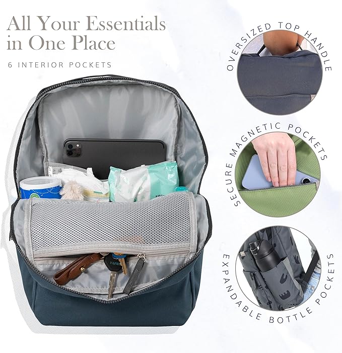 RED ROVR Roo Lightweight 1 LB Diaper Bag Backpack | 11 organizational pockets| Durable & Water-Resistant (Navy)