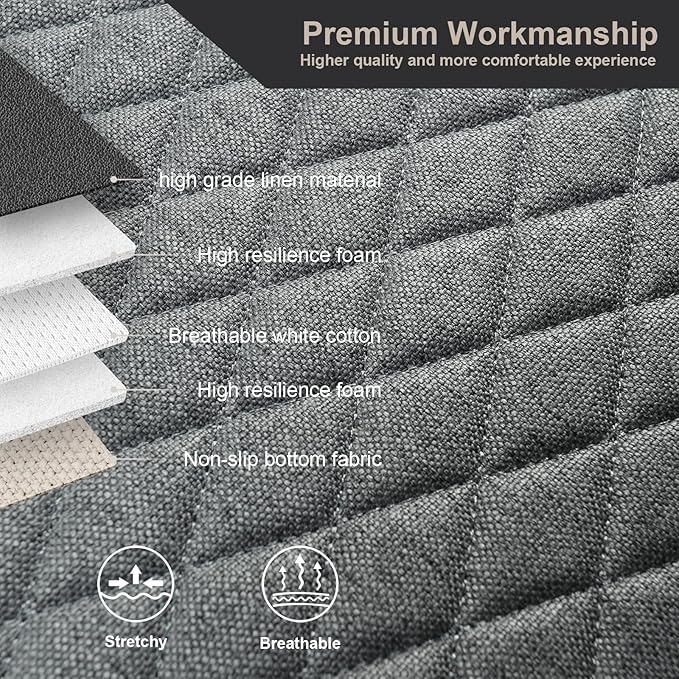 West Llama Linen Car Seat Covers,Bottom Seat Covers for Cars Include 1 Rear Bench Cover Universal Fits 90% Vehicles,SUVs,Cars,Sedans,Gray