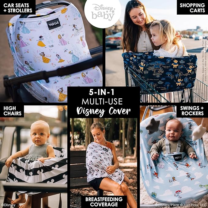 Milk Snob Original Disney Princess 5-in-1 Cover, Added Privacy for Breastfeeding, Baby Car Seat, Carrier, Stroller, High Chair, Shopping Cart, Lounger Canopy - Newborn Essentials, Nursing Top