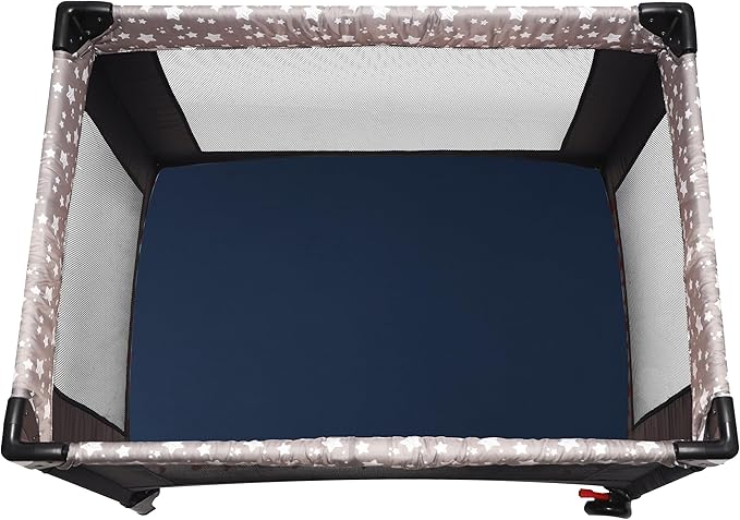 Pack and Play Sheets Fitted, 2 Pack Pack n Play Sheets for Graco Pack n Play Mattress, Unisex Playard Sheets for Boys Girls (Grey & Cyan, 38 X 26 Inch)