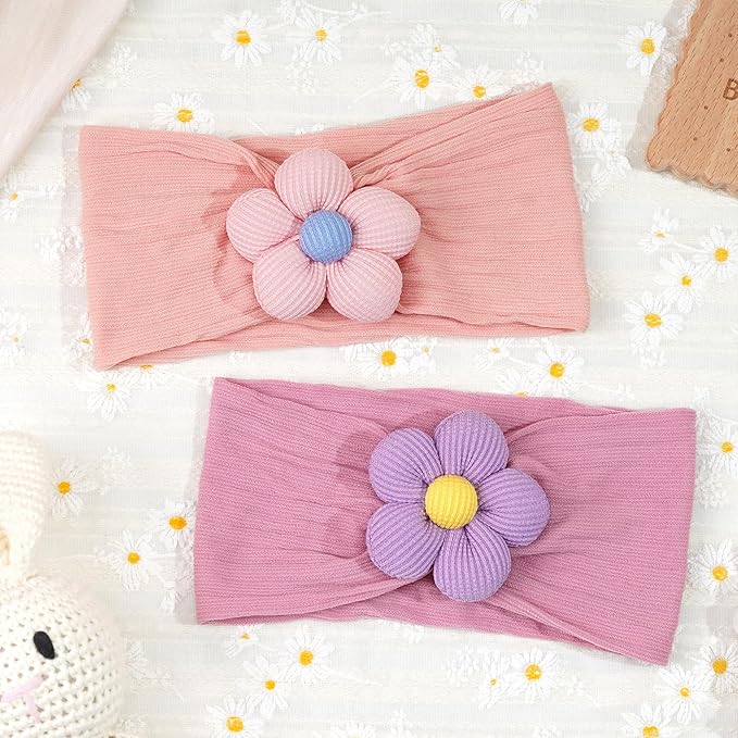 CÉLLOT 5 Pcs Baby Flower Headbands Baby Girls Nylon Headbands Soft Hairbands Hair Accessories for Newborn Infant Toddler Kids(Vibrant Color