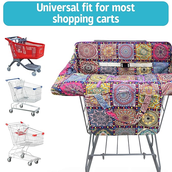 Shopping Cart Cover for Baby,2-in-1 Baby Cart Covers with Portable Cloth Bag Cart Seat Pad for Babies Grocery Cushion Cover Restaurant,Suitable for All Supermarkets and Restaurants