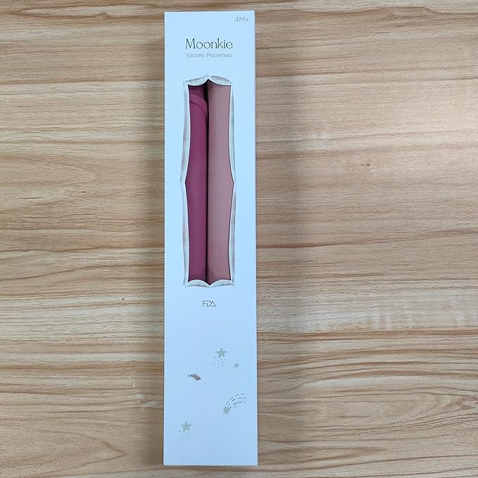 Moonkie Silicone Placemats for Baby & Kid, Stain-Proof Non-Slip Toddler Food Mats Eating Table Mat with 2 Packs(Ether/Sage