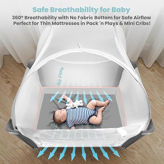 Mini Crib and Pack and Play Tent, Net Canopy to Keep Baby from Climbing Out, Breathable Mesh with Auto-Lock Zipper and Latch, Safety Tent for Travel and Sleep (Mosquiteros para Cunas de Bebes)