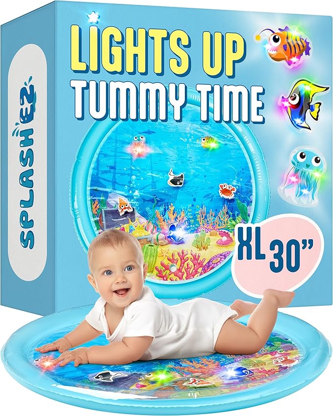 SplashEZ Magical Tummy Time Water Mat for Babies | Captivating Lights for Extended Developmental Play