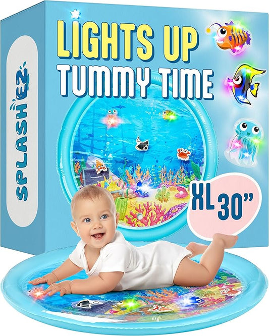SplashEZ Magical Tummy Time Water Mat for Babies | Captivating Lights for Extended Developmental Play