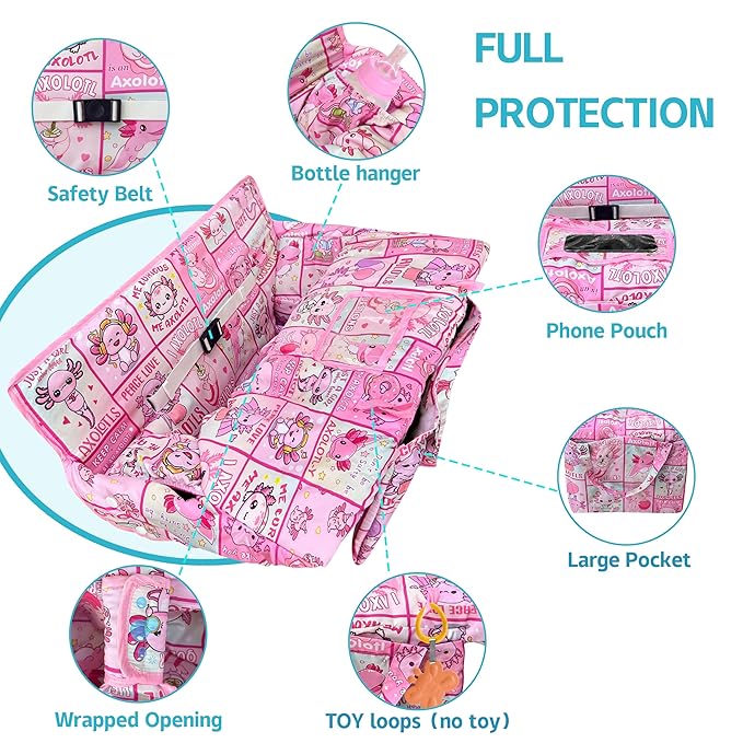 Shopping Cart Cover for Baby,2-in-1 Baby Cart Covers with Portable Cloth Bag Cart Seat Pad for Babies Grocery Cushion Cover Restaurant,Suitable for All Supermarkets and Restaurants