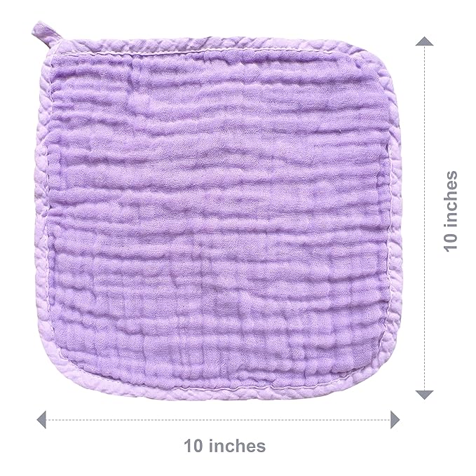 SWEET DOLPHIN 12 Pack Baby Muslin Washcloths - Soft Face Cloths for Newborn, Absorbent Bath Wash Cloths, Wipes, Burp Rag - Toddlers Essentials Stuff, Baby Registry as Shower -10"x10", Multicolor