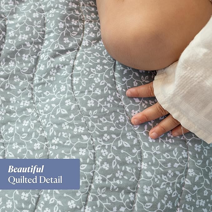Toddlekind Portable Baby Mat, Organic Cotton 47" x 47, Portable, playpen mat, Travel, Indoor/Outdoor mat, for Babies/Toddlers, 0m+ (Sage)