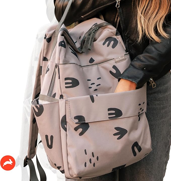 RED ROVR Roo Lightweight 1 LB Diaper Bag Backpack | 11 organizational pockets| Durable & Water-Resistant (Truffle Doodle)