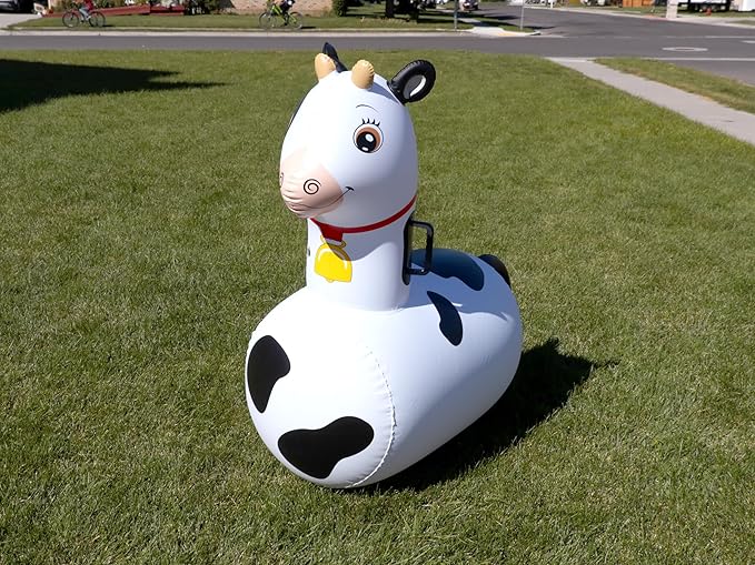 Hearthsong Hop N Go Inflatable Bouncy Cow Riding, Hopping Toys for Kids Ages 5+ - Ride On Bouncer Animal Hopper Jumping Toys for Outdoor Games (2 Pac