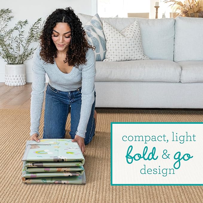 Infantino Foldable Soft Foam Play Mat, Baby Play Mat for Tummy Time & Floor Play, Lightweight, Easy to Store, Wipeable, Animals