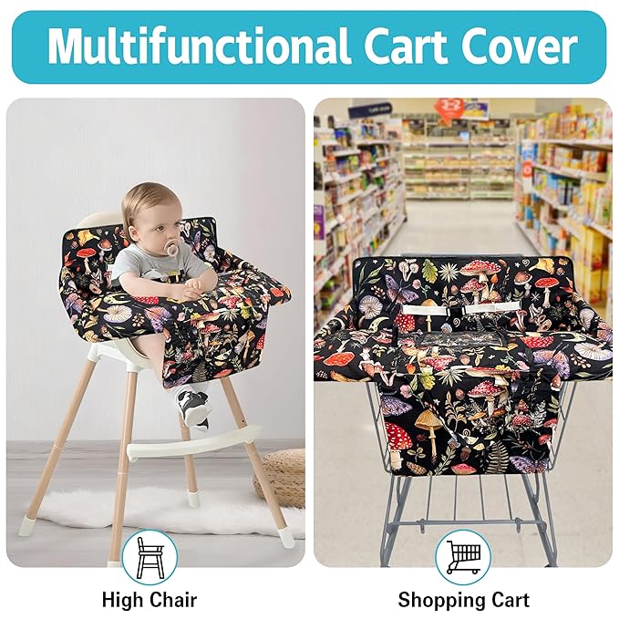 Shopping Cart Cover for Baby,2-in-1 Baby Cart Covers with Portable Cloth Bag Cart Seat Pad for Babies Grocery Cushion Cover Restaurant,Suitable for All Supermarkets and Restaurants