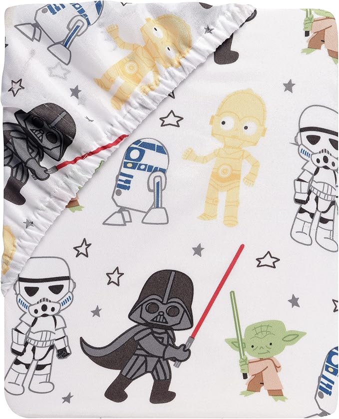 Lambs & Ivy Star Wars Classic Polyester Fitted Crib/Toddler Sheet - Yoda/Darth Vader
