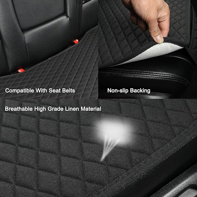 West Llama Linen Car Seat Covers,Bottom Seat Covers for Cars Include 1 Rear Bench Cover Universal Fits 90% Vehicles,SUVs,Cars,Sedans,Black