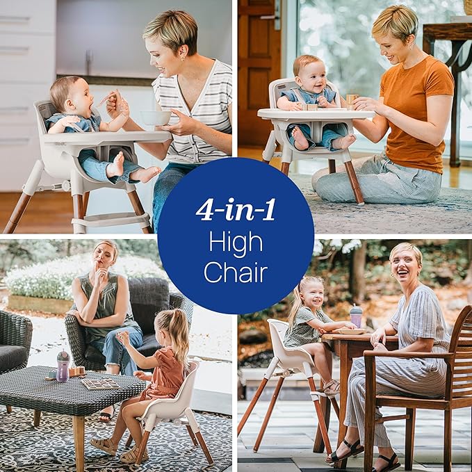 Chicco Zest LE 4-in-1 Folding High Chair, Feeding Chair, Toddler Chair and Youth Stool, Multi-Use Easy Clean High Chair | Crema/White