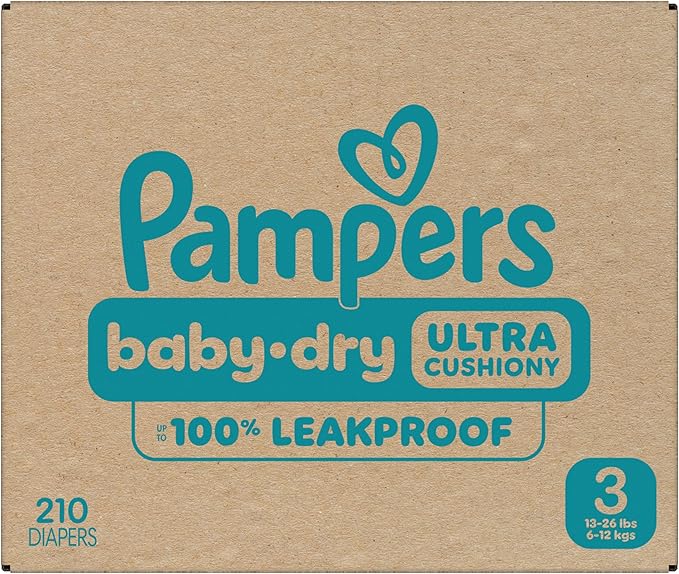 Pampers Diapers - Baby Dry - Size 3, 210 Count, Absorbent Disposable Infant Diaper (Packaging May Vary)