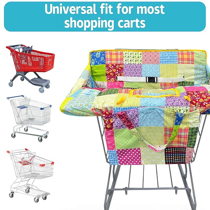Shopping Cart Cover for Baby,2-in-1 Baby Cart Covers with Portable Cloth Bag Cart Seat Pad for Babies Grocery Cushion Cover Restaurant,Suitable for All Supermarkets and Restaurants