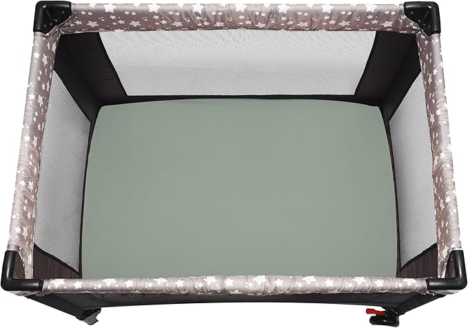 Pack and Play Sheets Fitted, 2 Pack Pack n Play Sheets for Graco Pack n Play Mattress, Unisex Playard Sheets for Boys Girls (Brown & Green, 38 X 26 Inch)