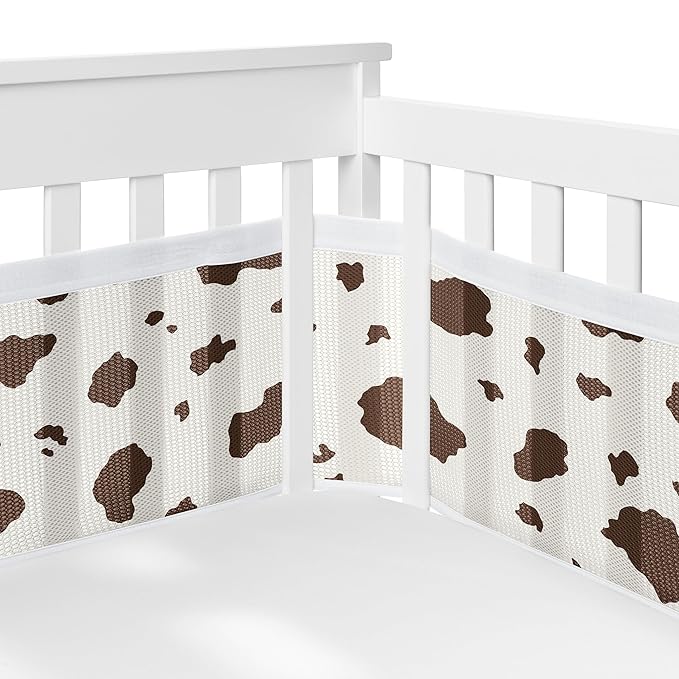 Sweet Jojo Designs + BreathableBaby 2-Piece Breathable Mesh Crib Liner Set (Western Cow Print) for Boys/Girls, Baby, Infants/Newborn Nursery (Brown, Southern Charm, Country, South, Wild West, Animal)