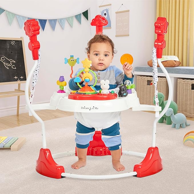 Dream On Me Zany 2-in-1 Activity Center and Bouncer in White & Black Print