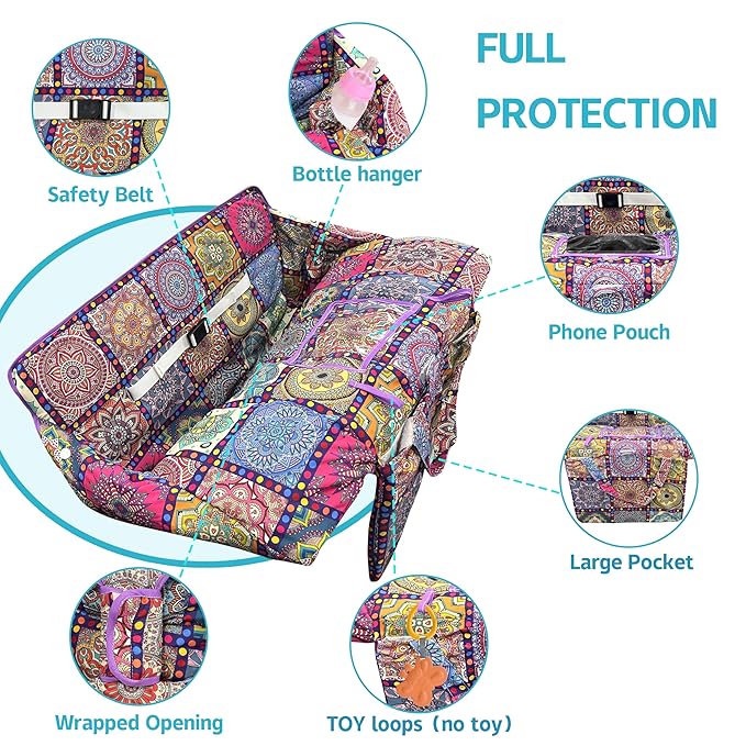 Shopping Cart Cover for Baby,2-in-1 Baby Cart Covers with Portable Cloth Bag Cart Seat Pad for Babies Grocery Cushion Cover Restaurant,Suitable for All Supermarkets and Restaurants