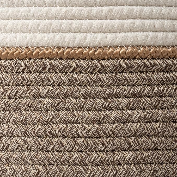 LA JOLIE MUSE Woven Basket Rope Storage Baskets - Large Cotton Organizer, Basket for Baby Blanket, Kids Toy Nursery Laundry Basket Mocha XL