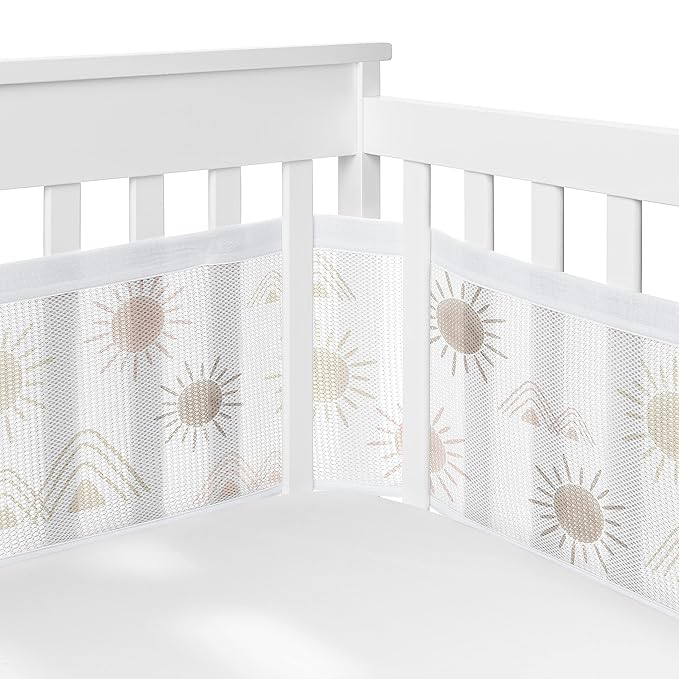 Sweet Jojo Designs + BreathableBaby 2-Piece Breathable Mesh Crib Liner Set (Blush Pink and Mauve Boho Desert Sun) for Girls, Baby, Infants/Newborn Nursery (Bohemian, Watercolor, Mountains, Minimalist)