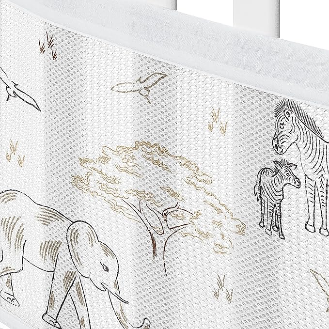 Sweet Jojo Designs + BreathableBaby 2-Piece Breathable Mesh Crib Liner Set (Jungle Safari Animals) for Boys/Girls, Baby, Infants/Newborn Nursery (Animal, Giraffe, Adventure, Elephants, Beige, Black)