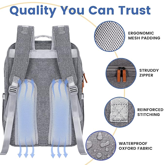 PILLANI Baby Diaper Bag Backpack - Large Bag for Boys & Girls, Waterproof Diaper Backpack - Travel Diaper Bags w/Changing Pad, Baby Registry Search & Shower Gifts - Essentials Must Haves Newborn Stuff