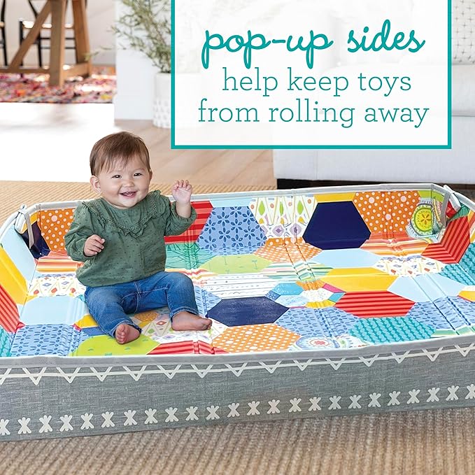 Infantino Foldable Soft Foam Play Mat, Baby Play Mat for Tummy Time & Floor Play, Lightweight, Easy to Store, Wipeable, Multicolor