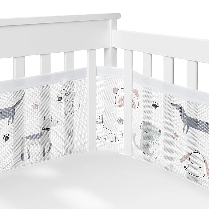 Sweet Jojo Designs + BreathableBaby 2-Piece Breathable Mesh Crib Liner Set (Dog) for Boys/Girls, Baby, Infants/Newborn Nursery (Modern Dogs, Puppy, Pet, Watercolor Puppies, Boho Hatch, Bulldog, Doggy)