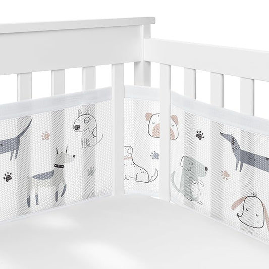 Sweet Jojo Designs + BreathableBaby 2-Piece Breathable Mesh Crib Liner Set (Dog) for Boys/Girls, Baby, Infants/Newborn Nursery (Modern Dogs, Puppy, Pet, Watercolor Puppies, Boho Hatch, Bulldog, Doggy)