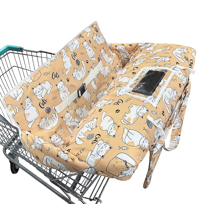 Shopping Cart Cover for Baby,2-in-1 Baby Cart Covers with Portable Cloth Bag Cart Seat Pad for Babies Grocery Cushion Cover Restaurant,Suitable for All Supermarkets and Restaurants