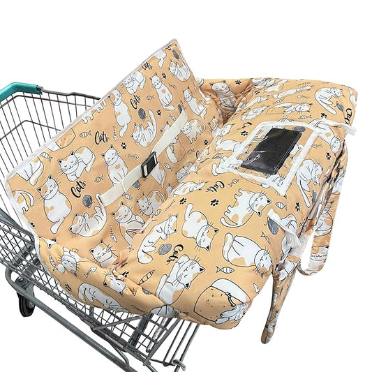 Shopping Cart Cover for Baby,2-in-1 Baby Cart Covers with Portable Cloth Bag Cart Seat Pad for Babies Grocery Cushion Cover Restaurant,Suitable for All Supermarkets and Restaurants