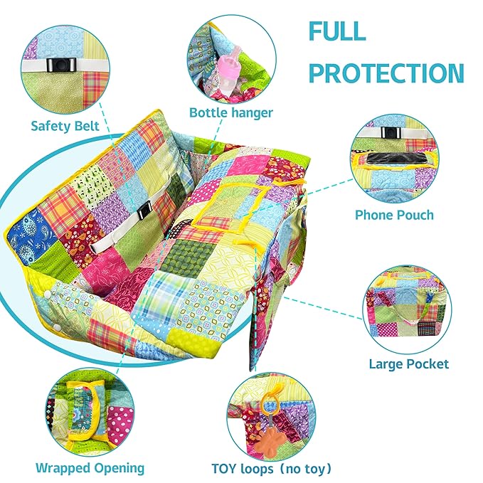 Shopping Cart Cover for Baby,2-in-1 Baby Cart Covers with Portable Cloth Bag Cart Seat Pad for Babies Grocery Cushion Cover Restaurant,Suitable for All Supermarkets and Restaurants