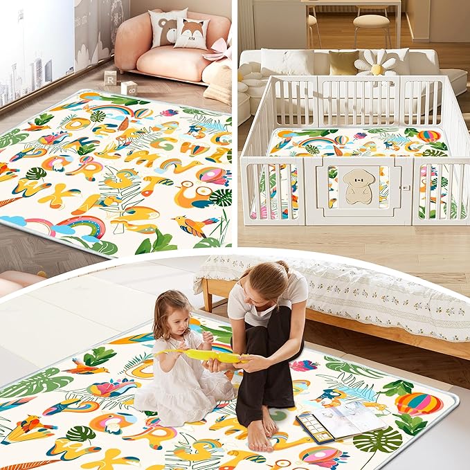 Baby Play Mat, 1-Inch Thick Foam 50" X 50" Playpen Mat,Waterproof & Non - Slip Playmat for Baby Play on Floor, Wipe - Clean, Ideal for Infants, Toddlers & Kids' Crawling and Tummy Time(Tropical)