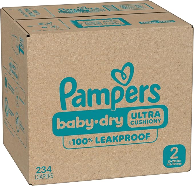 Pampers Diapers - Baby Dry - Size 2, 234 Count, Absorbent Disposable Infant Diaper (Packaging May Vary)