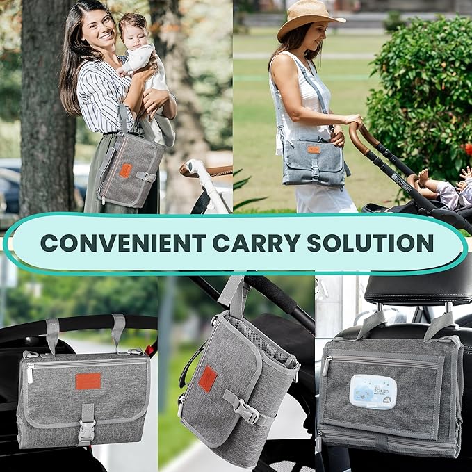 Portable Changing Pad for Baby – Soft, Comfortable Portable Diaper Changing Pad with Wipes Pockets, Waterproof and Easy to Clean – Baby Registry Search, new born baby essentials must haves, baby stuff