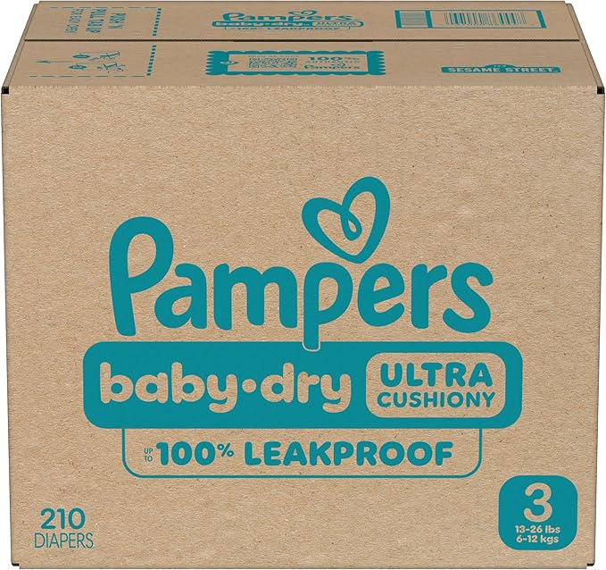 Pampers Diapers - Baby Dry - Size 3, 210 Count, Absorbent Disposable Infant Diaper (Packaging May Vary)