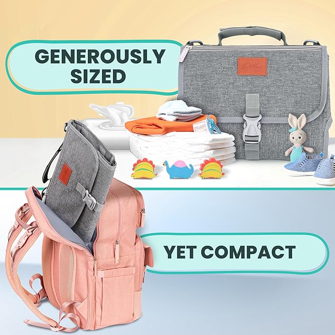 Portable Changing Pad for Baby – Soft, Comfortable Portable Diaper Changing Pad with Wipes Pockets, Waterproof and Easy to Clean – Baby Registry Search, new born baby essentials must haves, baby stuff