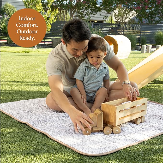 Toddlekind Portable Baby Mat, Organic Cotton 47" x 47, Portable, playpen mat, Travel, Indoor/Outdoor mat, for Babies/Toddlers, 0m+ (Earthen)
